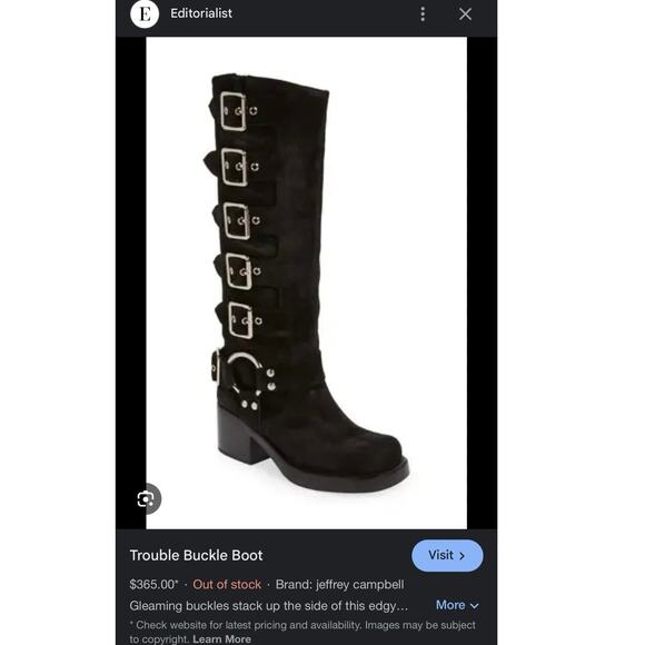 Jeffrey Campbell Trouble Buckle Boot Black Oiled Suede NEW tall boots sz 9 - Picture 2 of 12